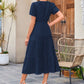 👗Női alkalmi nyári rövid ujjú V-nyakú hosszú ruhák