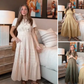 👗Női alkalmi nyári rövid ujjú V-nyakú hosszú ruhák