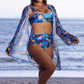 ⏳Time-limited Special⏰Women's 3-Piece Bikini Set with Mesh Cover-Up👙